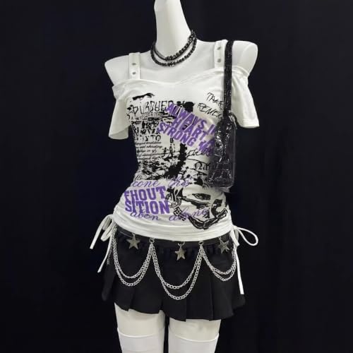 Image of Kawaii Cutecore Harajuku Vintage Y2k 2000s Tops Summer Goth Emo Alt Short Sleeve Graphic Tee
