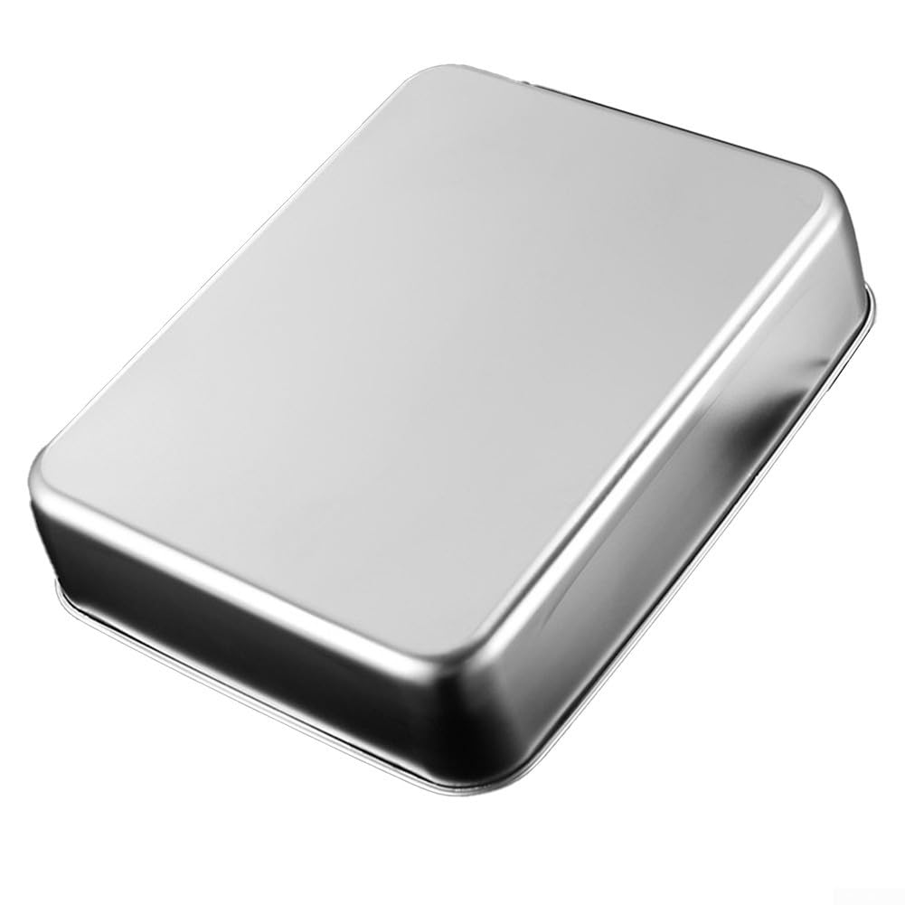 Teglia rettangolare in acciaio inox, set da 2 pezzi, 33 x 29 x 6 cm, lavabile in lavastoviglie, per torte, lasagne, tiramisù