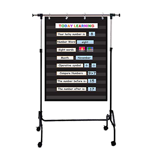 Auvcas VNOM-10KDC-BLACK Standard Pocket Chart Clear 10 Pockets Chart For Classroom & Home Heavy Duty Hanging Pocket Chart thumb #4