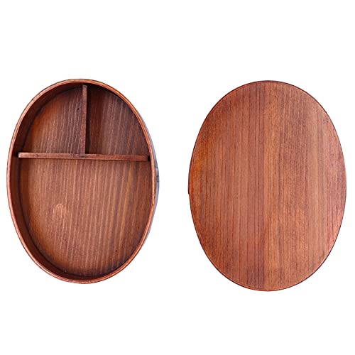 EVTSCAN Oval Shape Bento Box, Wooden Sushi Lunch Box, Food Storage Container, Portable Lunch Containers, for Adult Student Worker