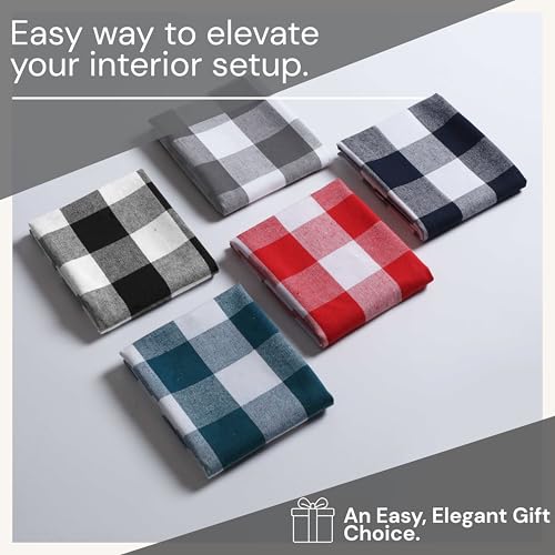 Image of Black Buffalo Plaid Kitchen Dish Towels, 4 Pack, 100% Cotton, 16x26 Inches, Super Absorbent, Quick Dry, Soft, Durable, Dish Drying & Cleaning Towels with Hanging Loop, Black & White