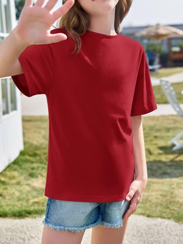 Image of Haloumoning Girls Short Sleeve T-Shirts | Kids, Summer,Girls shirts,Oversized t shirts,Girls T-Shirts,Oversized Tops, Casual Crewneck, Basic Tees 5-14Y