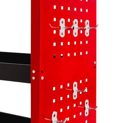 Troller - Carrello Da Officina A 3 Ripiani, Pannelli Forati Laterali E 12 Ganci, Ruote Autobloccanti, Superfice Di Lavoro Con Tappetino Antiscivolo - 4
