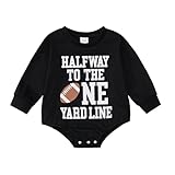 ADXSUN Baby Boy Half Birthday Outfit Half Way to the One Yard Line Bubble Romper Football 1/2 Birthday Clothes