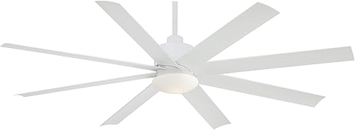 Minka Aire F888L-WHF Slipstream Ventilador de techo para exteriores de 65 pulgadas con luz LED y control remoto, blanco plano Flat