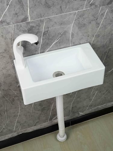 Fregadero de baño pequeño para guardarropa y aseos compactos con grifería monomando fría 2