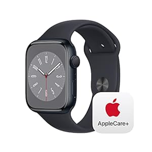 Apple Watch Series 8 [GPS 45mm] Smart Watch w/ Midnight Aluminum Case with Midnight Sport Band – M/L with AppleCare+ (2 Years)