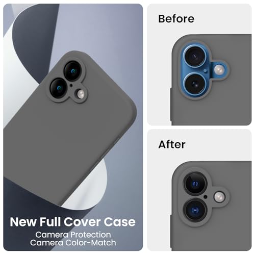 Image of FireNova Designed for iPhone 16 Plus Case, Silicone Upgraded [Camera Protection] Case, Soft Anti-Scratch Microfiber Lining Inside, 6.7 inch, Space Gray