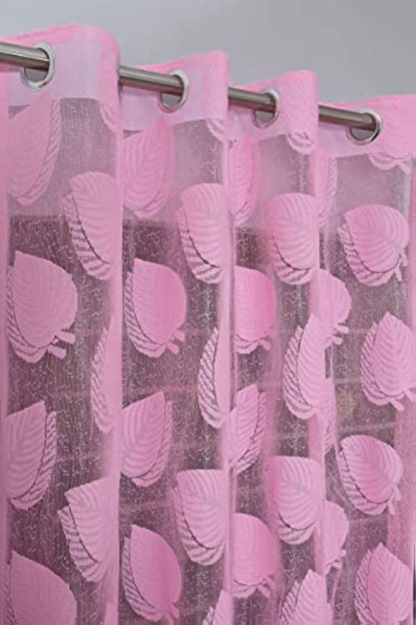 Transparent Sheer Leaf Net Curtains for Long Door