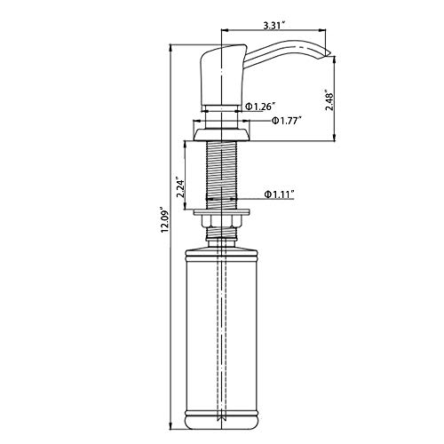 GAGALIFE Built in Sink Soap Dispenser or Lotion Dispenser for Kitchen Sink, Brushed Nickel ABS Pump Head, with 13 Ounce Large PET Soap Bottle