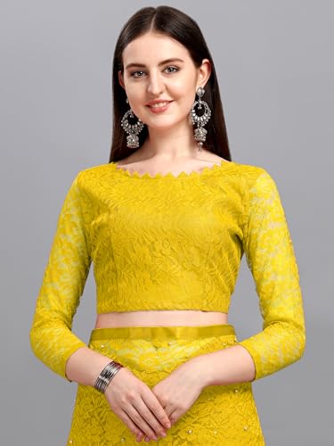 Image of LOROFY Women's Brasso Net Saree With Blouse