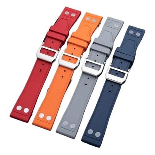 Bracelet de montre en caoutchouc fluoré FKM 22 mm avec rivet aviateur - 3