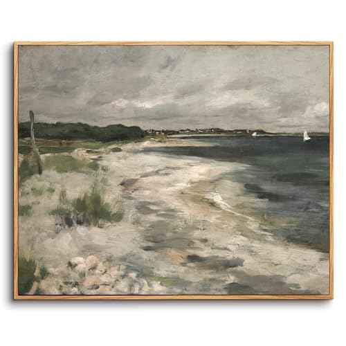 hyidecorart Vintage Leinwand Bilder mit Rahmen Holz, 20×25 cm Klein Wandbilder Wohnzimmer Klassische Küstenlandschaft, Wanddeko Schlafzimmer Gemälde Desktop Badezimmer Büro Zimmer Esszimmer Flur., 10 €