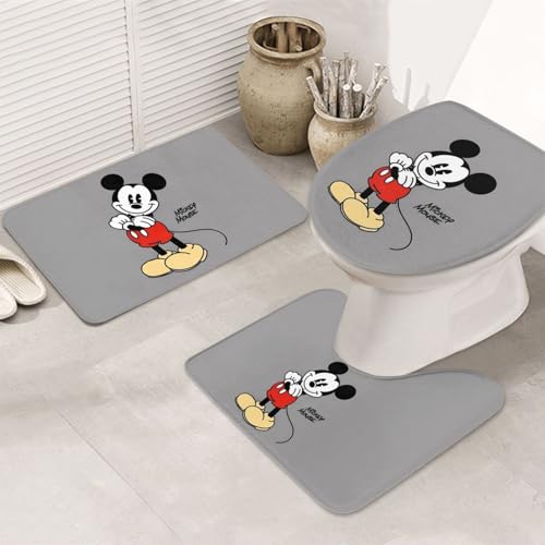 バスセット 滑り止め 吸水 ミッキーマウス 人気 漫画 3点セット トイレマット バスマット 便座カバー 暖かい ふわふわ 洗える 速乾 おしゃれ かわいい アニメ 50x80cm