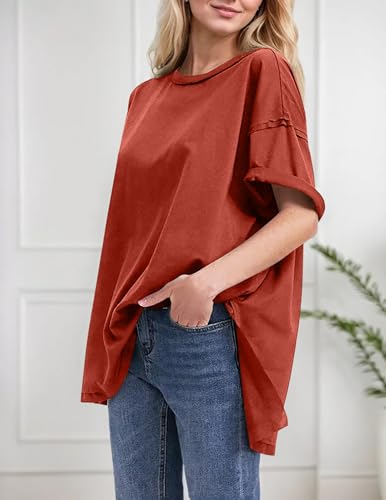 Women Oversized T-Shirt Crew Neck Loose Fit Short Sleeve Tops Summer Casual Blouse Y2K 2025 Basic Top Tees3