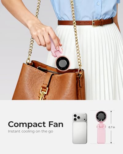 Image of Portable Handheld Turbo Fan - 5 Gear High Speed 4000mAh Rechargeable Mini Personal Hand Fan Blow Cold Air, Battery Operated Travel Essentials, Beach Vacation, Gifts for Women, Men (Pink)