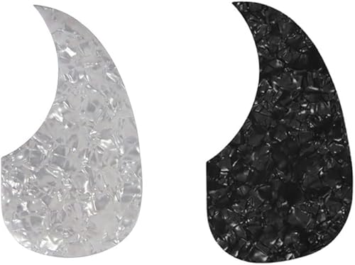 Moyang - Placa protectora antiarañazos para guitarra acústica, piezas de repuesto para guitarra acústica, perla blanca con perla negra