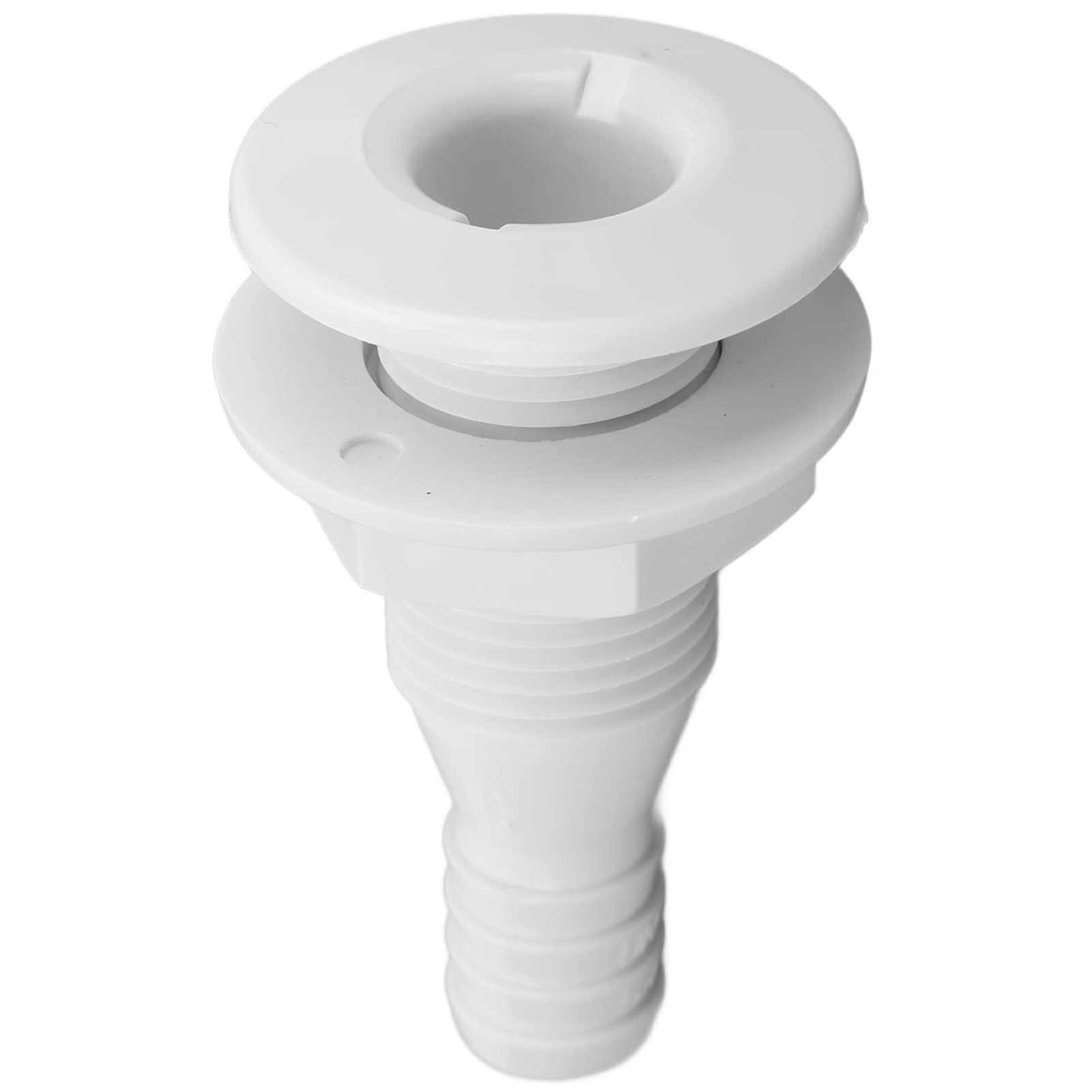Pissente White 5 8In Thru Hull Fitting Abs Straight Thru Hull Connector Direct Hose Connection Easy Installation For Boat Drain Outlet Yachts Boats Ships Plumbing Systems (White)
