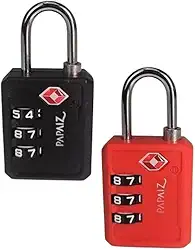 Kit 2 Cadeados TSA 30PL com Senha de 3 Dígitos para Mala – Preto e Vermelho