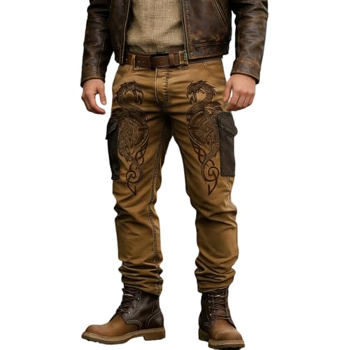 Pantalon d'été cargo rétro homme avec poches et bouton pour le travail