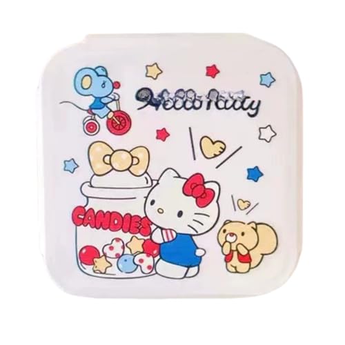 FEIFEI'S BOW Enchanted Stch Kitty - Fiambrera para almacenamiento de aperitivos, recipientes pequeños para alimentos para adultos y niños, aptos para congelador, cuadrados, para almacenamiento de