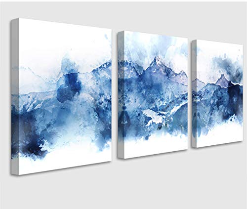 Abstract canvas wall art Living room canvas wall art Abstract art Art wall decor Mountain wall decor Blue abstract wall art Bedroom Bathroom Picture art Kitchen wall Decoration 3 pieces set
