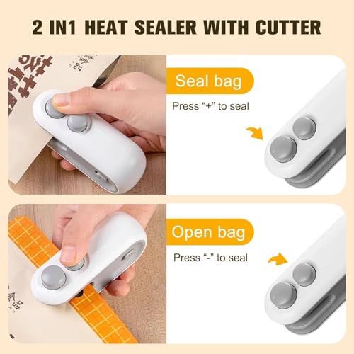 Image of SHUTTLE ART Mini Bag Sealer, Heat Bag Sealer with Cutter for Chips Snacks, Snack Bag Sealer,portable Handheld Rechargeable Vacuum Food Sealer Bag Sealing Machine for Snacks Chips Fresh Storage