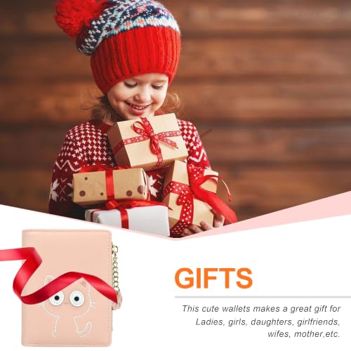 Image of Small Womens Wallet, Cute Bifold RFID Blocking Vegan Wallet for Teen Girls Ladies with Zipper Coin Pocket (Pink Cat)