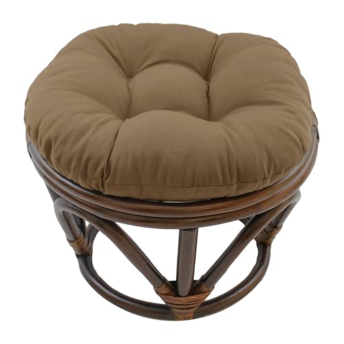 Image of Blazing Needles Solid Twill Round Footstool Cushion, 18 inch, Toffee