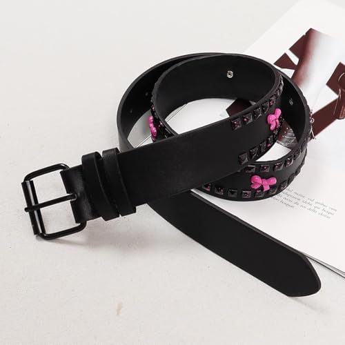 Yalice Black Y2K Belt for Women Cowgirls Leather Belt Punk Buckle Waist Belts for Jeans Pants Dresses4