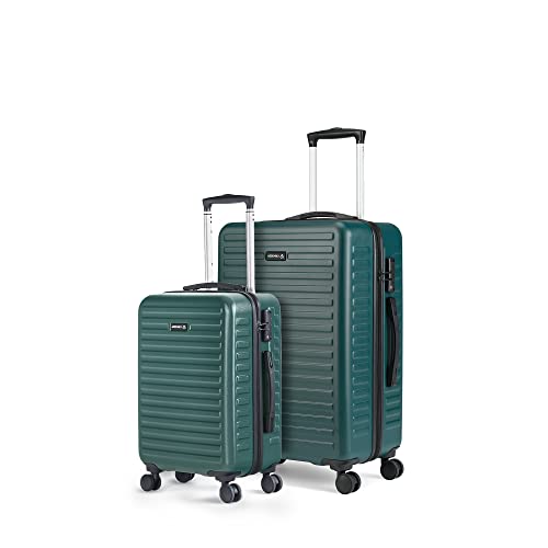 Image of THE ASSEMBLY Polycarbonate Cabin Trolley Bag & Large Check-In Luggage Set 40L & 85L Premium Hard-Sided 4 Wheels Spinner Trolley Bags (Forest Green- Starklite)