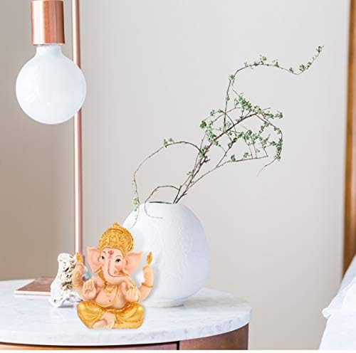Happyyami Hindu God Lord Ganesha Indian Elephant Buddha Statue Golden Elephant Statues The Blessing Statue of Lord Buddha Ganesha Sculpture Lucky Elephant Statue