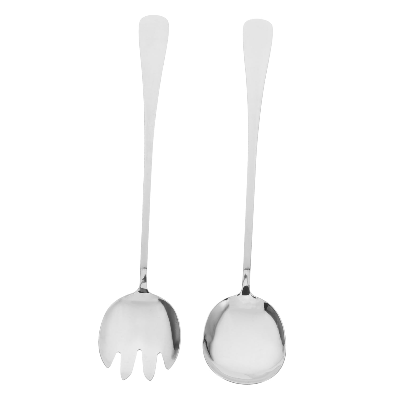 Cabilock Large Slotted Silver Spoon Salad Forks Stainless Steel Long Handle Set Metal Serving Spoons for Buffet for Cooking and Parties
