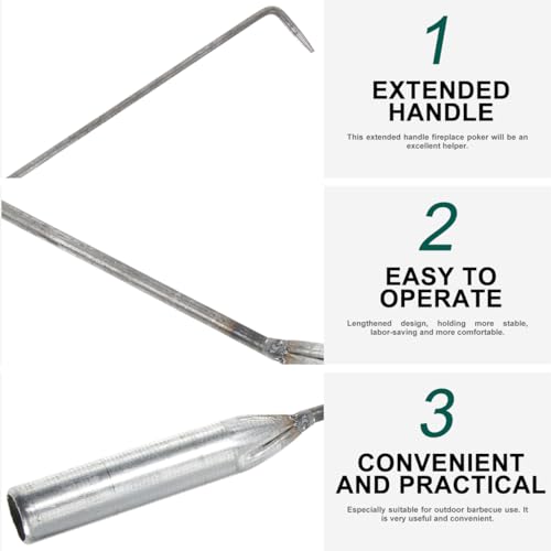 Toddmomy Campfire Poker Fireplace Coal Hook Outdoor Hanging Hooks Firewood Fire Blow Manhole Lid Iron Tool Fire Pit Household Heavy - Image 4