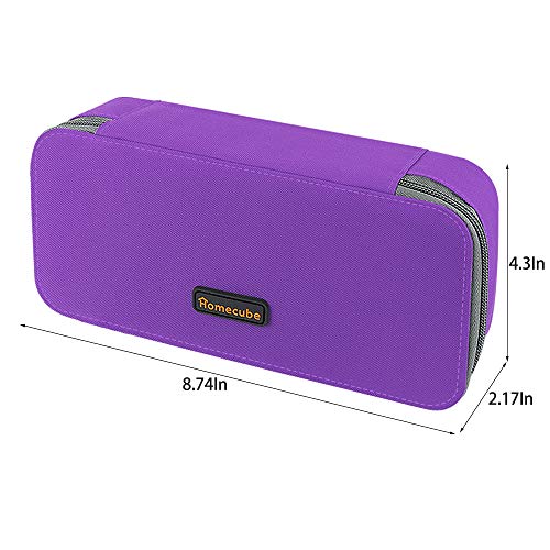 Image of Homecube Pencil Case Large Capacity Storage Oxford Cloth Bag Pouch Marker Stationery Organizer Holder with Zipper for School & Office - 9.06x4.72x2.56 inches Purple