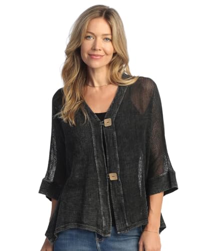 Jess & Jane Mineral Washed Mesh Cardigan - M116