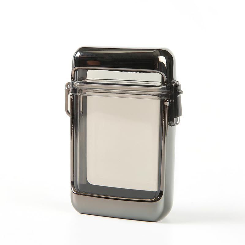 Portable Rectangular Plastic Cigarette case - can Hold 20 Cigarettes, Moisture-Proof and Pressure Resistant, with Lock Switch(85mm King Size) (Black)