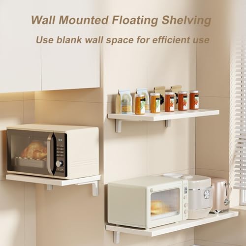 Wall Mount Microwave Oven Shelf - Commercial Storage Rack for Pots, Pans & Spices - Kitchen Organizer & Electric Oven Bracket Holder for Space-Saving Solutions
