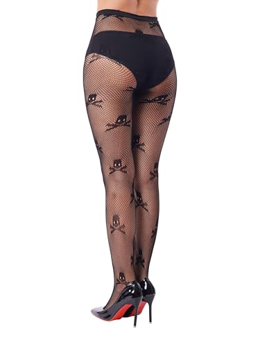 Sacina Gothic Black Skull Tights, Lace Fishnet Stockings, Gothic Y2k Aesthetic 80s 90s Accessories2