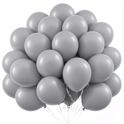 Ballons Grise,100 Pcs 10 Pouces Latex Ballons Helium,Ballons Anniversaire,Ballon pour Mariage, Ballon Grise pour Decoration Anniversaire Mariage Baptême Fête à Thème...