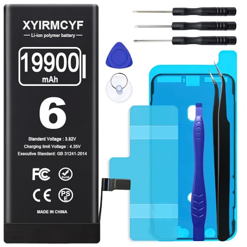 XYIRMCYF 19900mAh Super Capacity Battery Compatible with iPhone 6/6G 0 Cycle Li-Polymer Replacement Battery for iPhone 6/6G with Professional Repair Tool Kit