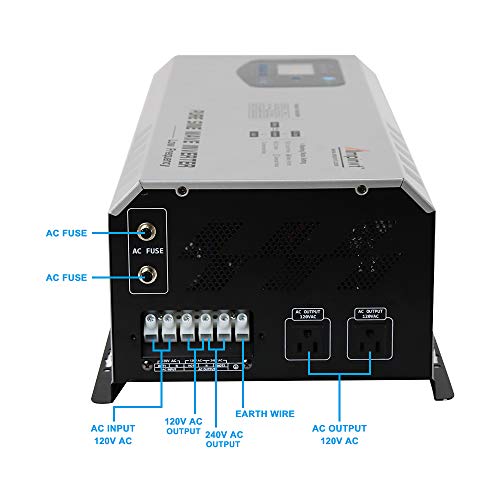 AMPINVT 6000W Peak 18000W Pure Sine Wave Power Inverter Charger DC 48V to 120V/240V AC Output Converter Off Grid Low Frequency Solar Inverter for Sealed Gel AGM Flooded Lithium Battery