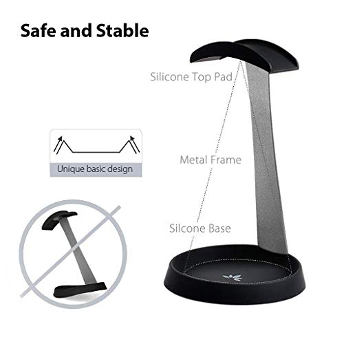 Avantree Solid Steel Headphone Stand Holder, Desk Headset Stand Hanger, Sturdy with Space for Cable, Sennheiser, Sony, Bose, Shure, Headphones and More - Image 3