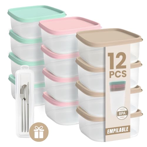 ELENANO| 12 Boite Plastique Alimentaire + Boîte de Rangement Portable Cadeau | Boite Conservation...