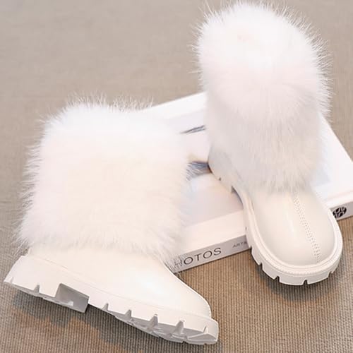 Girls' Waterproof Winter Ankle Boots Low Heel Zipper Chelsea Booties Fur-Lined, Warm Comfortable Snow Boots for Little Kids/Big Kids/Toddler3