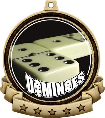 Dominoes Medals - Medalla dorada 2.5 pulgadas con cinta miniatura 2