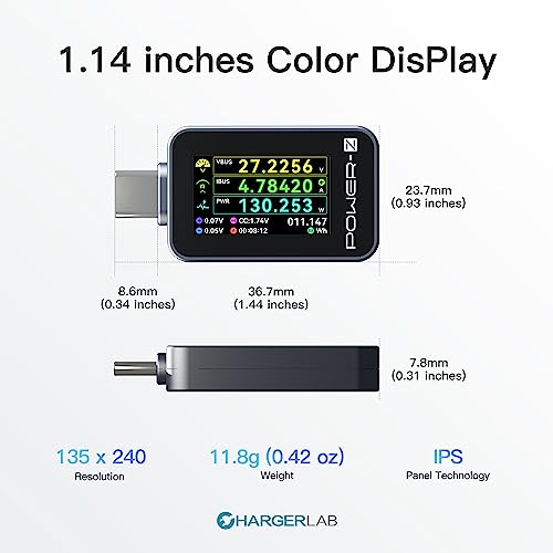 Image of ChargerLAB Power-Z C240 Portable USB-C Tester, Digital Power Meter, Supports up to 240W and PD3.1 QC5.0, for USB-C Phones, Laptops, Chargers and More