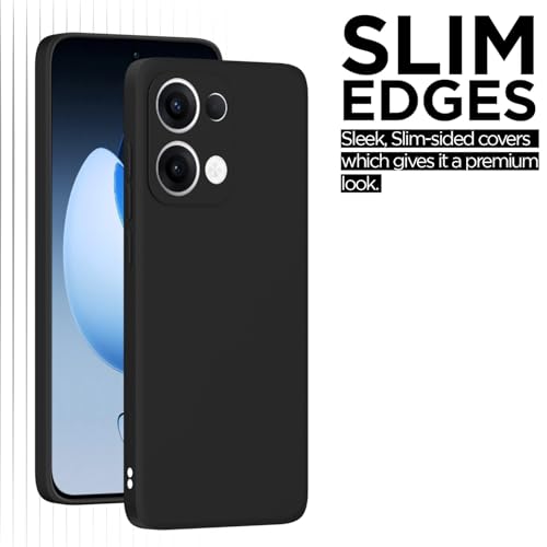 Image of Outlouders Back Cover for Oppo Reno 13 5G | Camera Protection | Durable Soft Matte Silicone Bumper Case (Black)