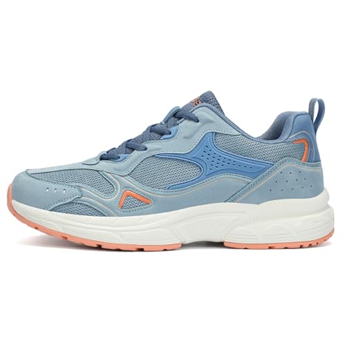 Kricely Walking Shoes for Men Breathable Tennis Shoe Lace Up Trail Running Shoes Lightweight Men's Fashion Sneakers for Athletic Sport Gym Blue Size 7.52
