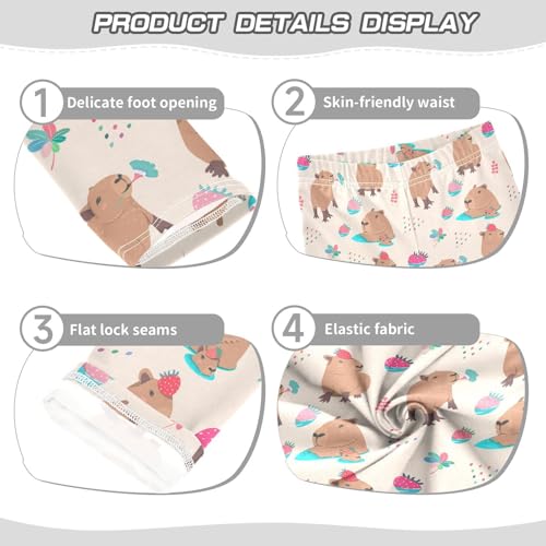 Girls Basic Leggings Baby Girls Pants Cute Capybara Soft Footless Stretchy Tights Pants 4-10Y3